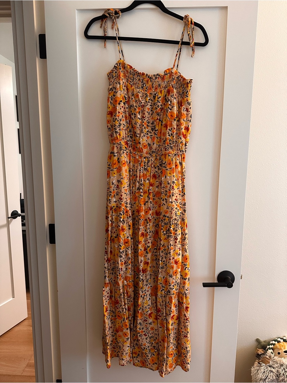 Lost + Wander Yellow Floral Tie-Shoulder Maxi Dress